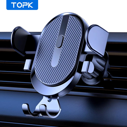 Car Phone Holder Mount, TOPK 2023 Upgrade Auto Locking  Phone Holder with Hook Clip for Car Air Vent for Iphone Samsung